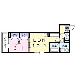 ヒカルサ和歌山本町 1LDKの間取図画像