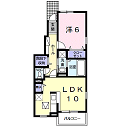 ジョリ・シャトー 1階1LDKの間取り