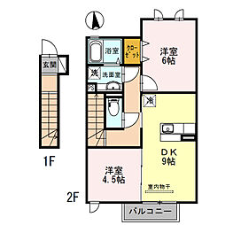 D-roomシルクマム 2階2DKの間取り