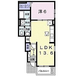 ラヴィーン（ＲＡＶＩＮＥ）I 1階1LDKの間取り