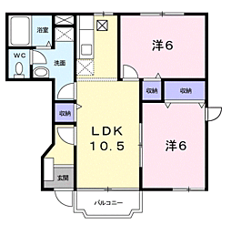 ブリッサ日高II 1階2LDKの間取り