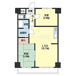 エレナ和歌浦 1階2LDKの間取り