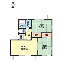 ガーデンハイツ西浜 2LDKの間取図画像