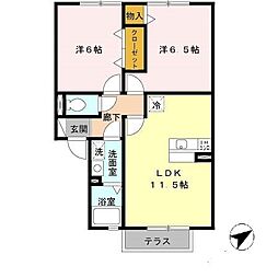 シャルム西ノ庄　V 2階2LDKの間取り