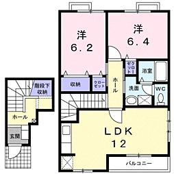 セーリウス梅原 2LDKの間取図画像
