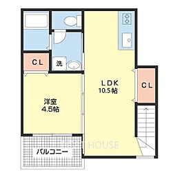和歌山電鐵貴志川線 甘露寺前駅 徒歩3分の賃貸アパート 2階1LDKの間取り