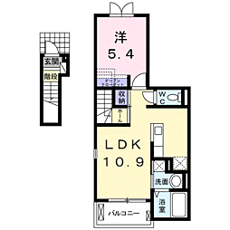 スカイリーフ 2階1LDKの間取り