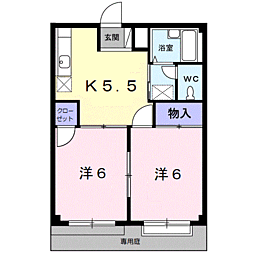 エルシャトウ吉備I 1階2Kの間取り