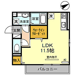 D-room出島 ワンルームの間取図画像