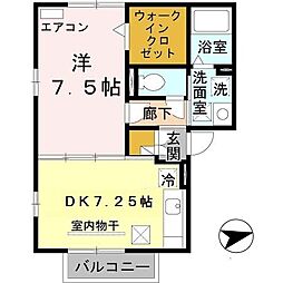 ヴィヴレ堀川 1DKの間取図画像