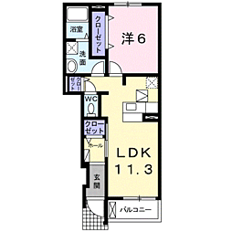 フィオーレ2 1LDKの間取図画像