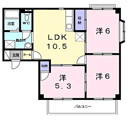 グレイス2 3LDKの間取図画像