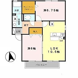 サンヴィレッジ田尻 2LDKの間取図画像