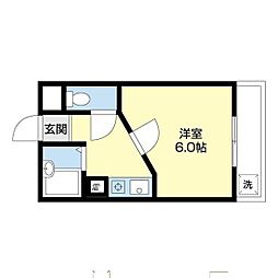 グリーンプラザ谷町弐番館 1Kの間取図画像
