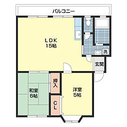 グリーンハイツヒロ 2LDKの間取図画像