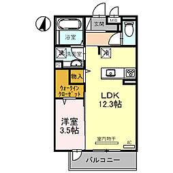ラ・グリシーヌ 1LDKの間取図画像
