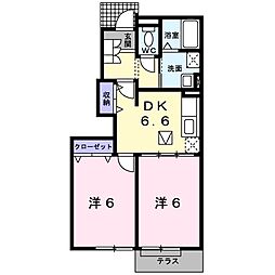 ピエ・デル・モンテ1 2DKの間取図画像