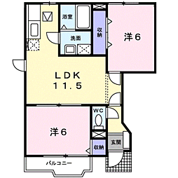プロムナード府中 2LDKの間取図画像