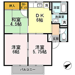 サンパティーク松本 2LDKの間取図画像