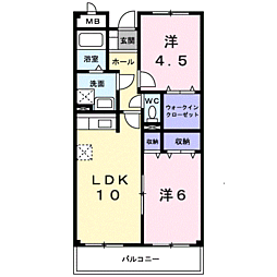 ファシナシオン毛見2 2LDKの間取図画像