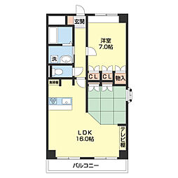ブルーミングシャトー 1LDKの間取図画像