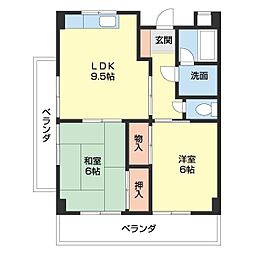 グリーンフル小雑賀 2LDKの間取図画像
