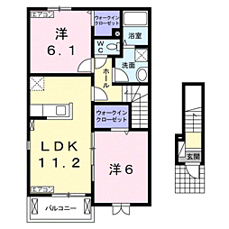 プリエール2 2LDKの間取図画像