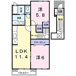 セレーノ・アルドーレ2 2LDKの間取図画像