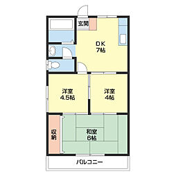 森本マンション 3DKの間取図画像