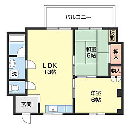 宝マンション 2LDKの間取図画像