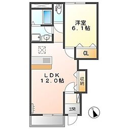 パルジェ 1LDKの間取図画像