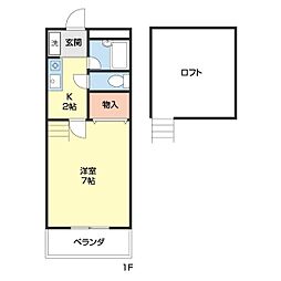 レオ紀三井寺 1Kの間取図画像