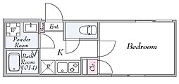 レジデンシア鹿浜 1Kの間取図画像