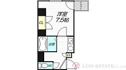 ユニテック十三 1階1Kの間取り