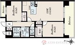 クレスティークAYA 13階2LDKの間取り