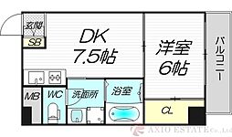 レクシア新大阪 7階1DKの間取り