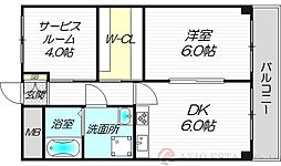 西中島東行マンション 7階2SDKの間取り
