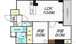 Parc de Vert Esaka 2LDKの間取図画像