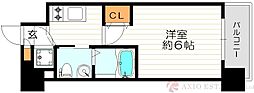 エスリード新北野 1Kの間取図画像