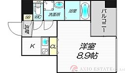 グラスロード新大阪 1Kの間取図画像