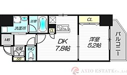 クリスタルグランツ新大阪 1DKの間取図画像
