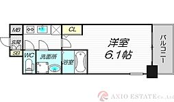エスリード新北野アーデル 1Kの間取図画像
