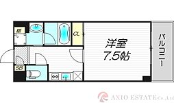 アスヴェル阿波座BLUEEARTH 1Kの間取図画像