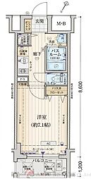 レジデンス靱公園 1Kの間取図画像