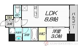 大阪市淀川区西宮原1丁目マンション 1LDKの間取図画像