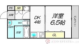 アーキグレース新大阪 1DKの間取図画像