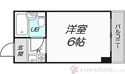 淡路エンビイハイツ ワンルームの間取図画像