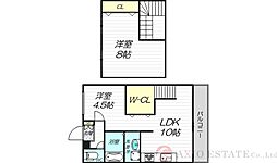 エルブ新大阪 2LDKの間取図画像