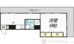 エスリード塚本 1Kの間取図画像