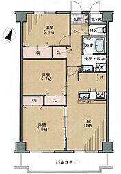 パルハイツ東雲 3LDKの間取図画像